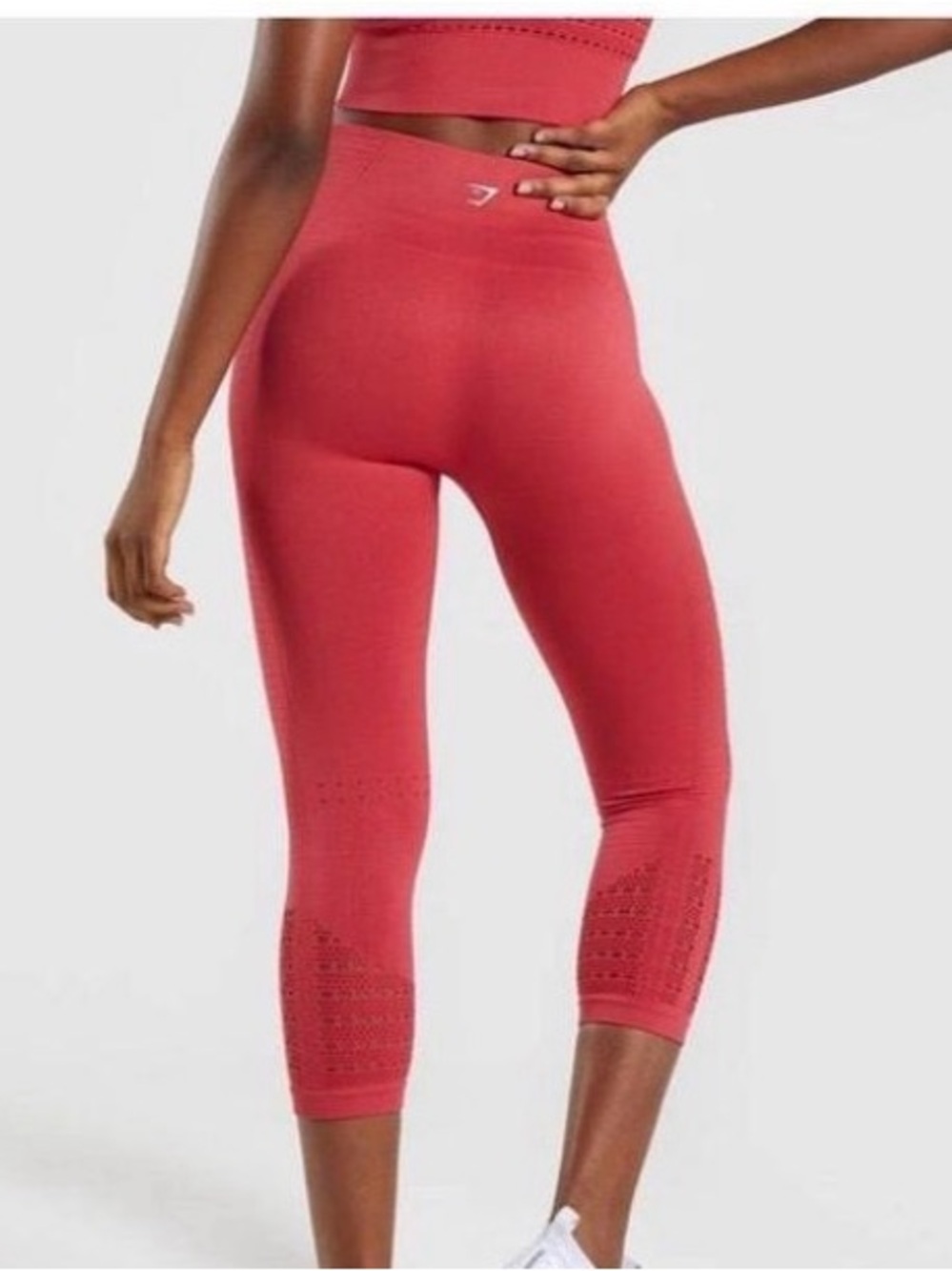 Gymshark Coral Red High-Waist Crop Leggings